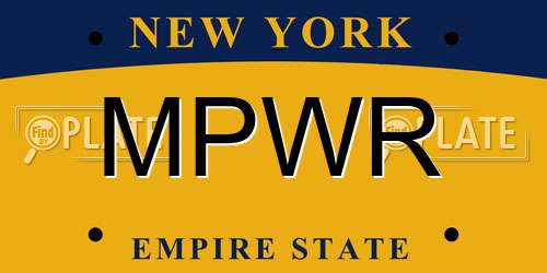 MPWR New York License Plate