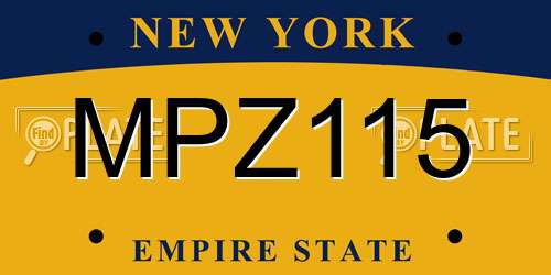 MPZ115 New York License Plate
