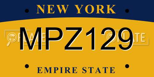 MPZ129 New York License Plate