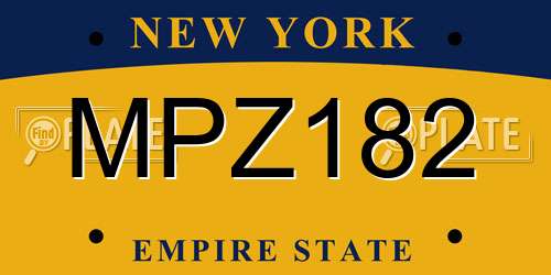 MPZ182 New York License Plate