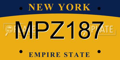 MPZ187 New York License Plate