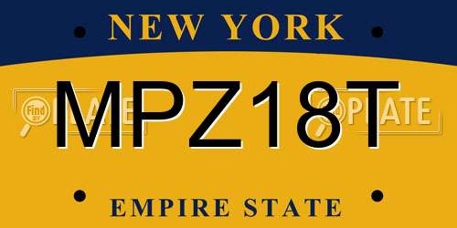 MPZ18T New York License Plate