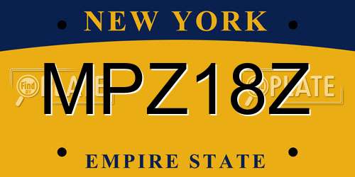 MPZ18Z New York License Plate