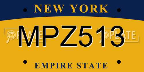 MPZ513 New York License Plate