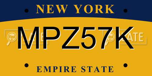 MPZ57K New York License Plate