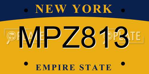 MPZ813 New York License Plate