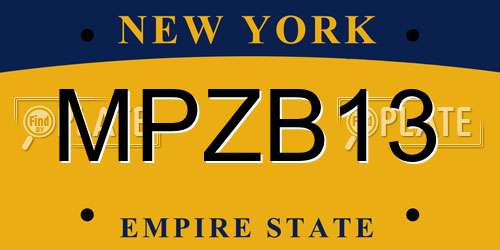 MPZB13 New York License Plate