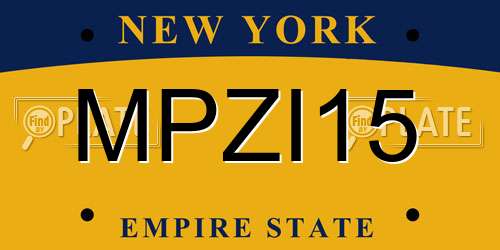 MPZI15 New York License Plate