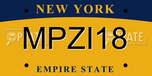 MPZI18 New York License Plate