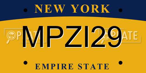 MPZI29 New York License Plate