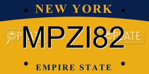 MPZI82 New York License Plate