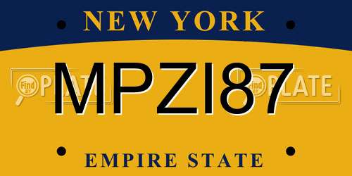 MPZI87 New York License Plate