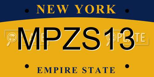 MPZS13 New York License Plate