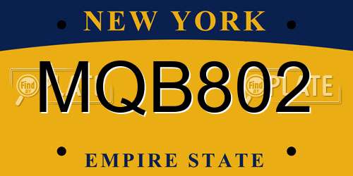 MQB802 New York License Plate