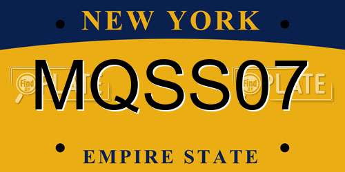 MQSS07 New York License Plate