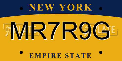MR7R9G New York License Plate