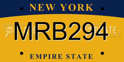 MRB294 New York License Plate