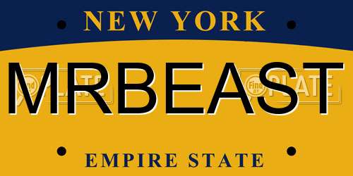 MRBEAST New York License Plate