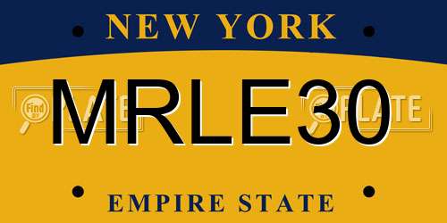 MRLE30 New York License Plate
