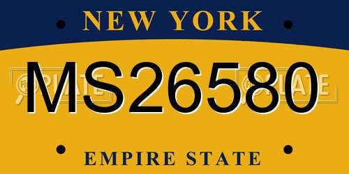 MS26580 New York License Plate