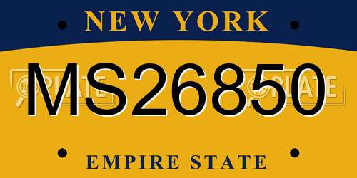 MS26850 New York License Plate