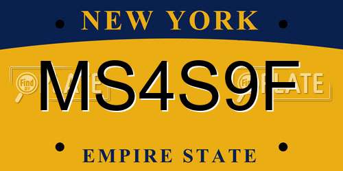 MS4S9F New York License Plate