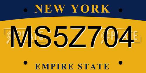 MS5Z704 New York License Plate