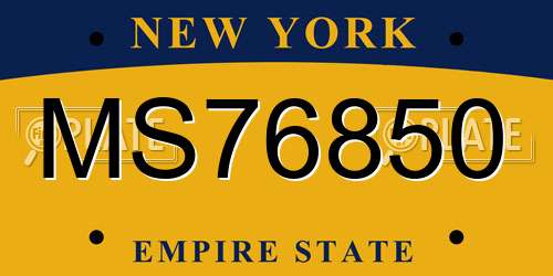 MS76850 New York License Plate
