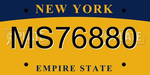 MS76880 New York License Plate