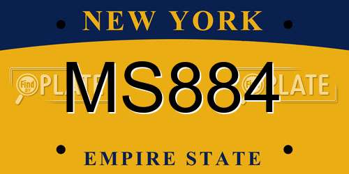 MS884 New York License Plate