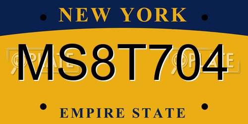MS8T704 New York License Plate