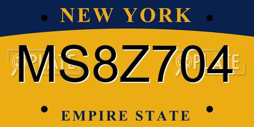 MS8Z704 New York License Plate
