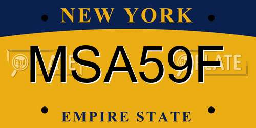 MSA59F New York License Plate