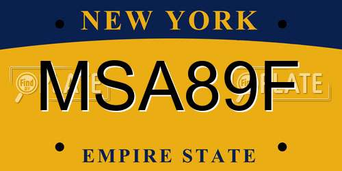 MSA89F New York License Plate