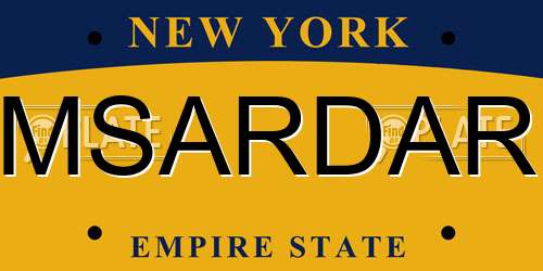 MSARDAR New York License Plate