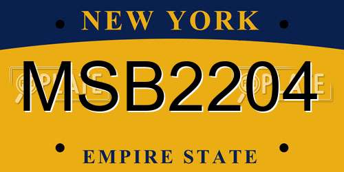 MSB2204 New York License Plate