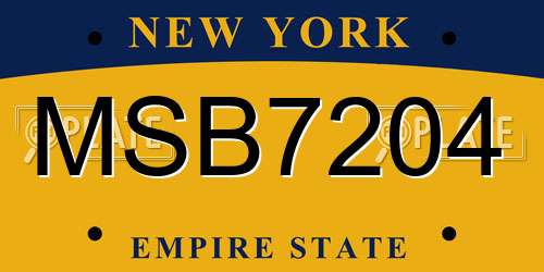 MSB7204 New York License Plate