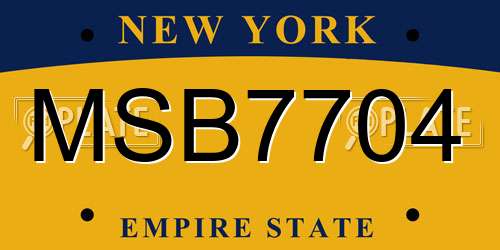 MSB7704 New York License Plate