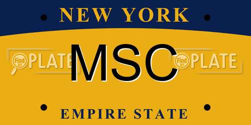 MSC New York License Plate