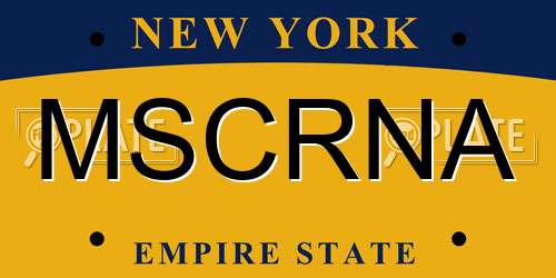 MSCRNA New York License Plate