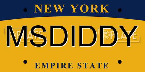 MSDIDDY New York License Plate