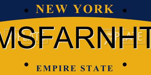 MSFARNHT New York License Plate