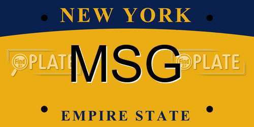 MSG New York License Plate
