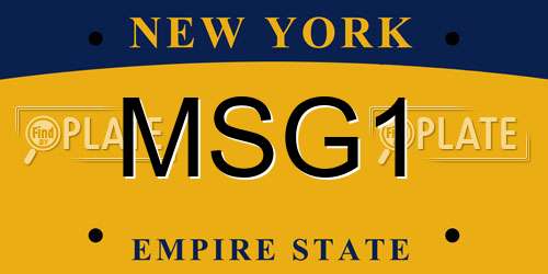 MSG1 New York License Plate