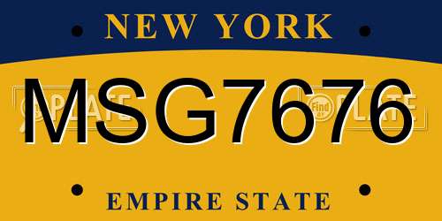MSG7676 New York License Plate