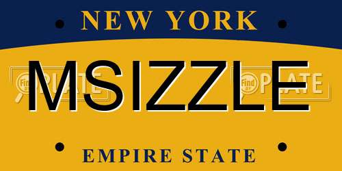 MSIZZLE New York License Plate