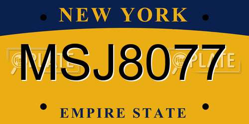 MSJ8077 New York License Plate