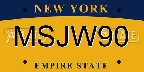 MSJW90 New York License Plate