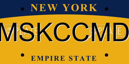 MSKCCMD New York License Plate