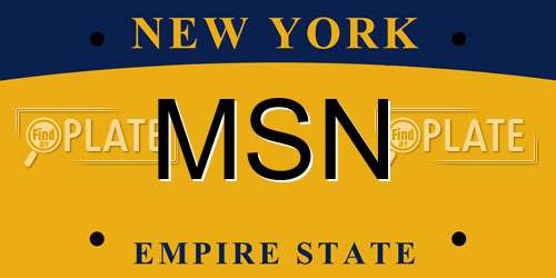 MSN New York License Plate